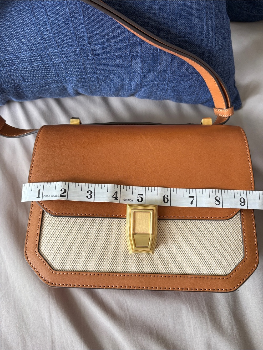 Rag & Bone New York Tan Leather and Canvas Shoulder Bag Adjustable Strap w/dusty - Picture 13 of 16